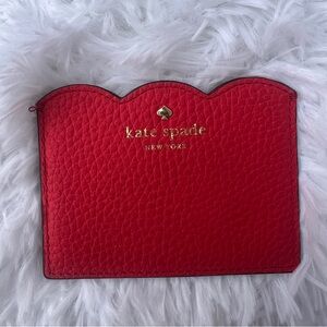 Kate Spade Leewood Place Red Leather Scalloped Card Holder